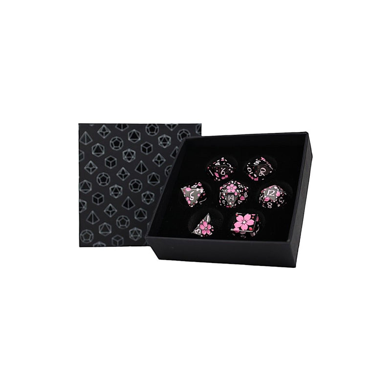 LPG Dice RPG Set Inscripted Sakura Black Pink-1