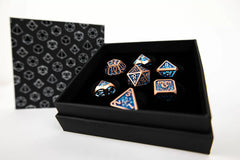 LPG Dice Set - Metal RPG  Draco Dark Blue/Brass-1