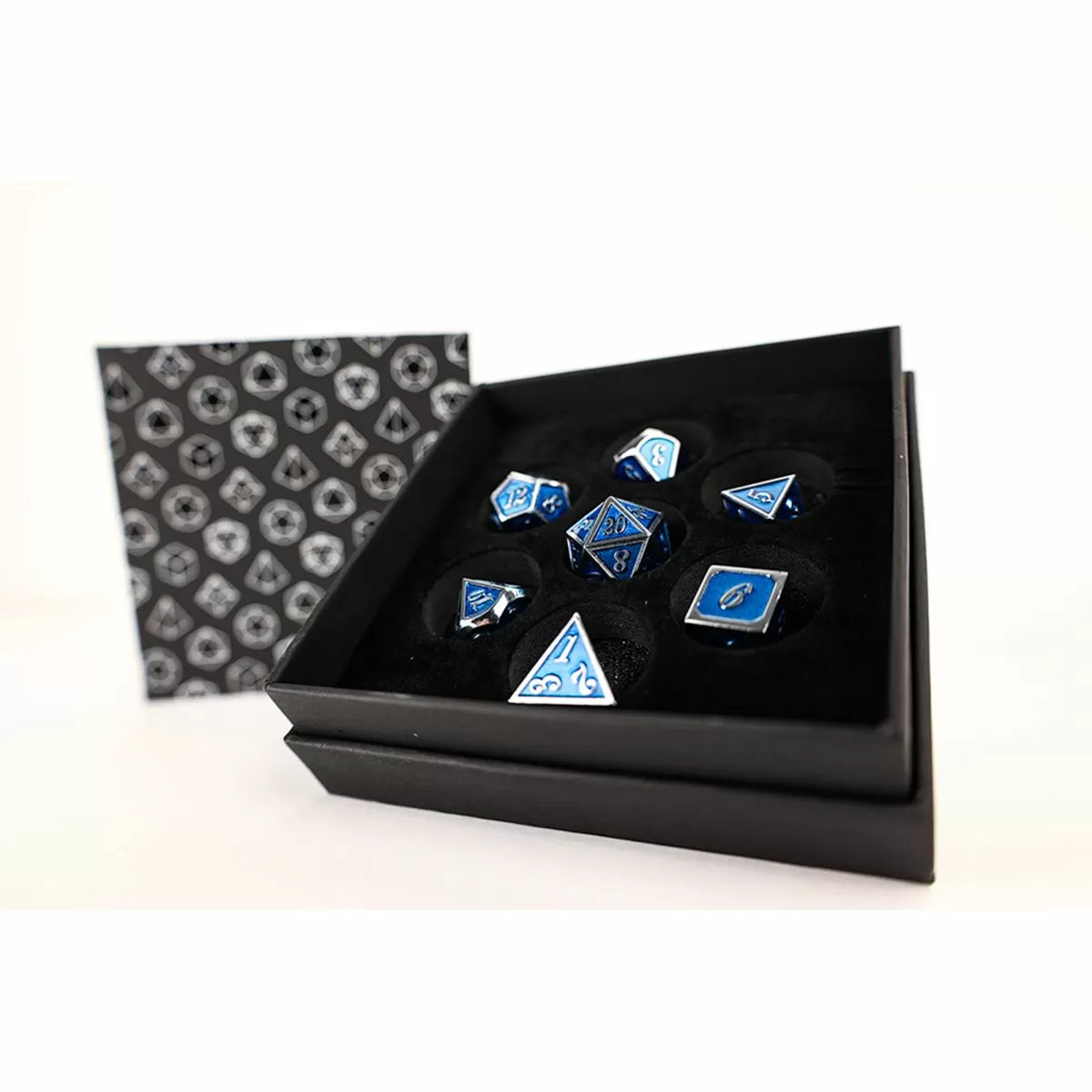 LPG Dice Set - Metal RPG Serif Blue/Silver