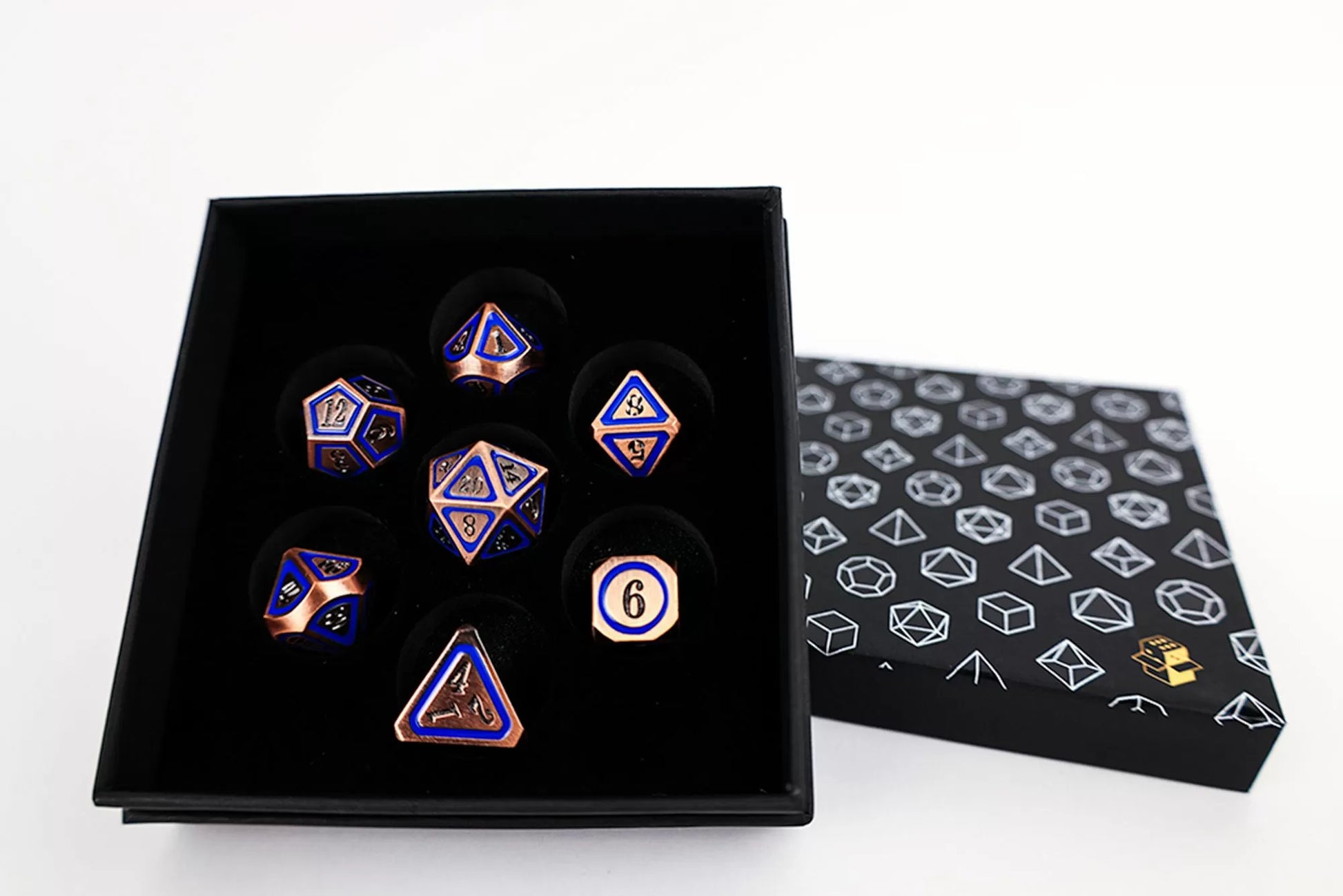 LPG Dice Set - Metal RPG  Concentric Blue/Black/Brass-1