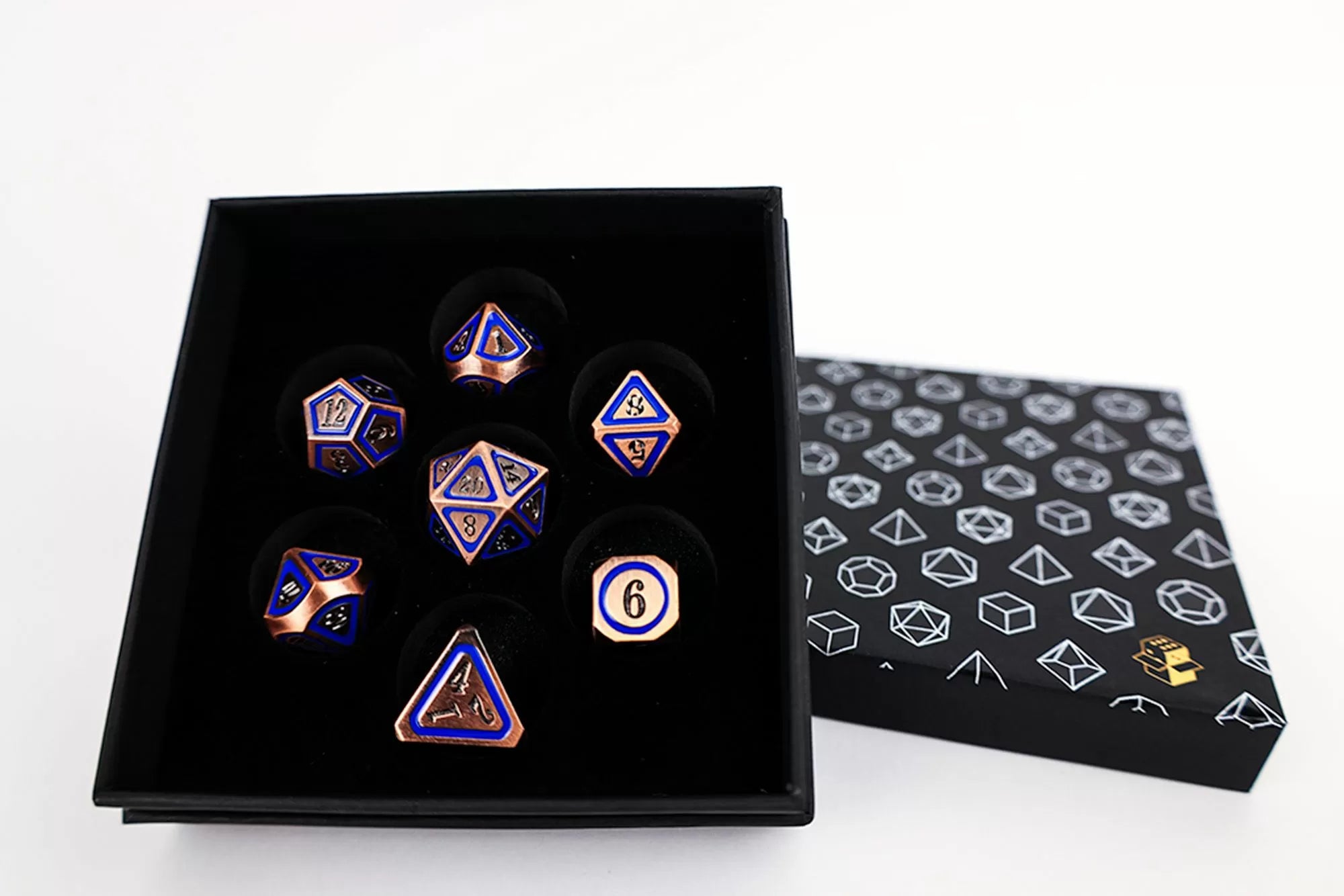 LPG Dice Set - Metal RPG  Concentric Blue/Black/Brass