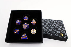 LPG Dice Set - Metal RPG  Concentric Blue/Black/Brass-1