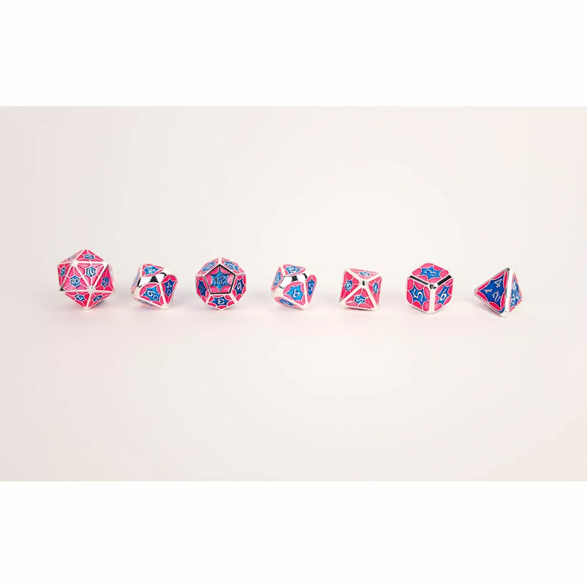 LPG Dice Set - Metal RPG Leadlight Blue/Pink/Silver-3