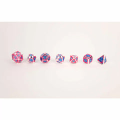 LPG Dice Set - Metal RPG Leadlight Blue/Pink/Silver-3