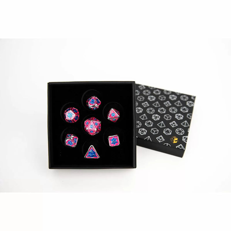 LPG Dice Set - Metal RPG Leadlight Blue/Pink/Silver-1