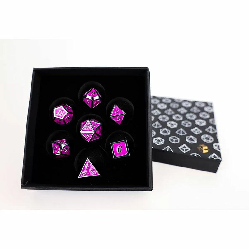 LPG Dice Set - Metal RPG Serif Purple/Silver-1