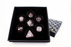 LPG Dice Set - Metal RPG  Concentric Black/Red/Silver-1
