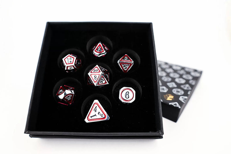 LPG Dice Set - Metal RPG  Concentric Black/Red/Silver-1