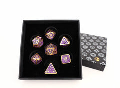 LPG Dice Set - Metal RPG  Draco Bright Purple Brass-1