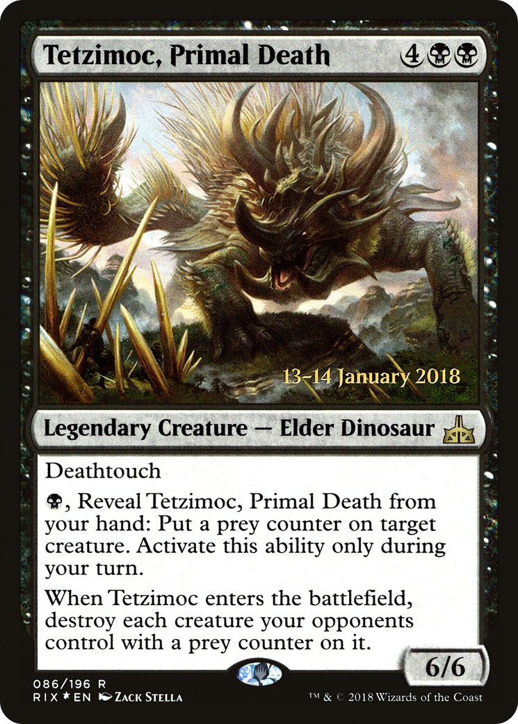 Tetzimoc, Primal Death [Rivals of Ixalan Prerelease Promos]-1