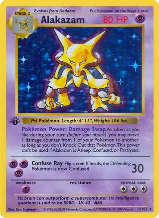 Alakazam  - Unlimited Holofoil Base Set Shadowless - Holo Rare-1