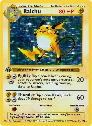 Raichu (14/102) [Base Set Shadowless Unlimited]-1