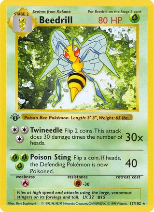 Beedrill (17/102) (Shadowless) [Base Set 1st Edition]-1