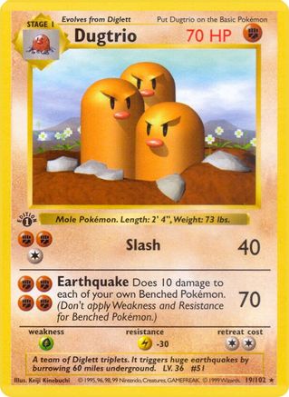 Dugtrio (19/102) [Base Set Shadowless Unlimited]-1