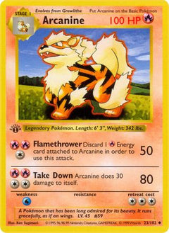 Arcanine (23/102) (Shadowless) [Base Set 1st Edition]-1