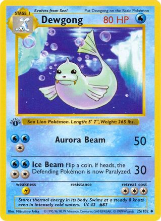 Dewgong (25/102) (Shadowless) [Base Set 1st Edition]-1