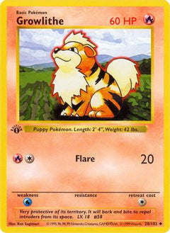 Growlithe (28/102) (Shadowless) [Base Set 1st Edition]-1