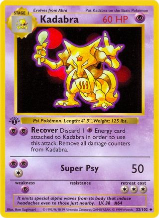 Kadabra (32/102) (Shadowless) [Base Set 1st Edition]-1