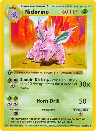 Nidorino (37/102) (Shadowless) [Base Set 1st Edition]-1