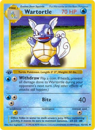 Wartortle (42/102) [Base Set Shadowless Unlimited]-1