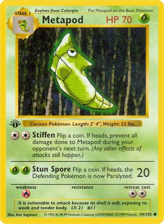 Metapod (54/102) (Shadowless) [Base Set 1st Edition]-1