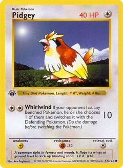 Pidgey (57/102) (Shadowless) [Base Set 1st Edition]-1