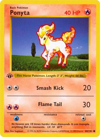 Ponyta (60/102) (Shadowless) [Base Set 1st Edition]-1