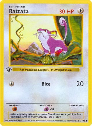 Rattata (61/102) (Shadowless) [Base Set 1st Edition]-1