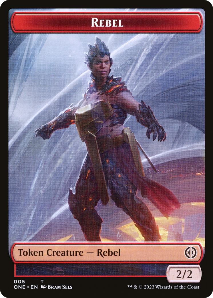 Rebel // Phyrexian Horror (004) Double-Sided Token [Phyrexia: All Will Be One Tokens]-3