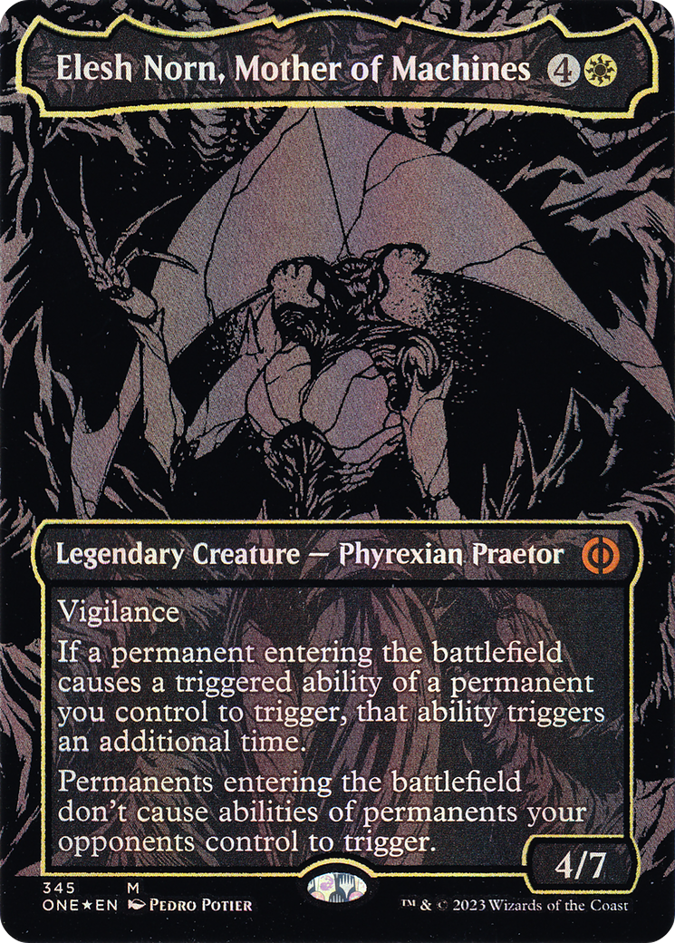 Elesh Norn, Mother of Machines (Oil Slick Raised Foil) [Phyrexia: All Will Be One]-1