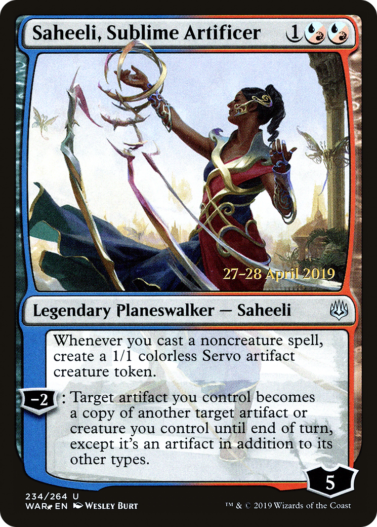 Saheeli, Sublime Artificer [War of the Spark Prerelease Promos]-1
