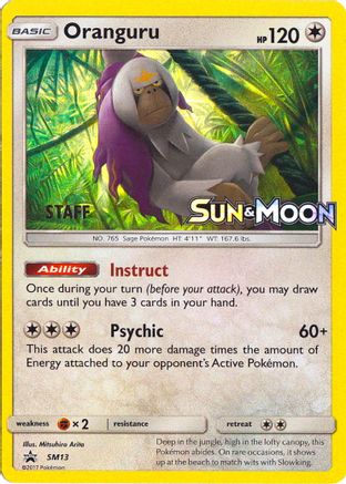 Oranguru (SM13) (Staff Prerelease Promo) [Sun & Moon: Black Star Promos]-1