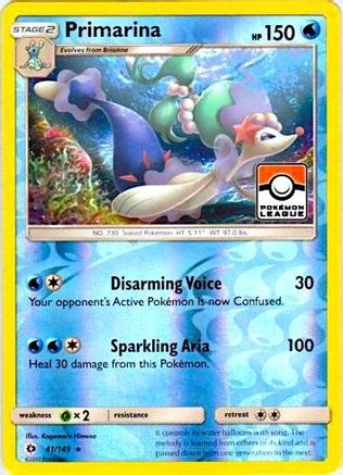 Primarina (41/149) (League Promo) [Sun & Moon: Base Set]