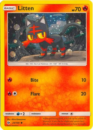 Litten (24/149) (Cosmos Holo) [Sun & Moon: Base Set]-1