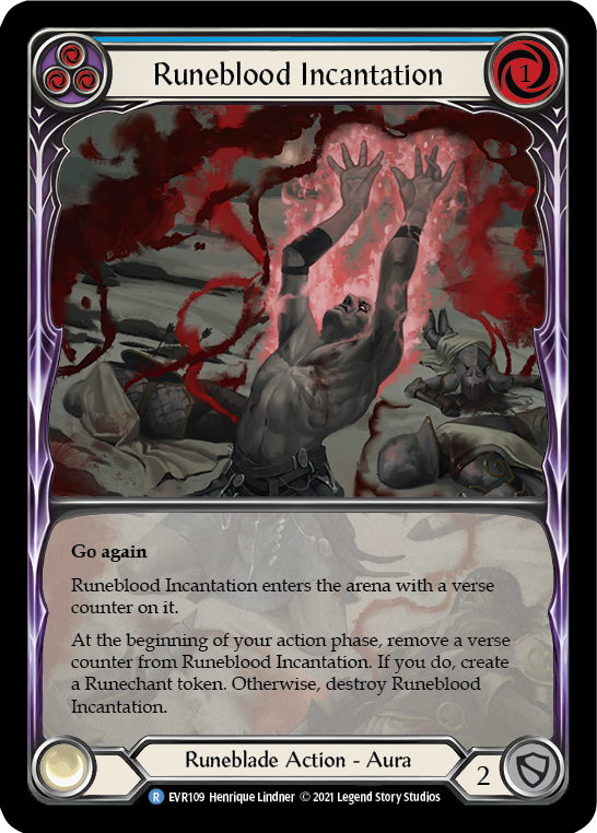Runeblood Incantation (Blue) [EVR109] (Everfest)  1st Edition Extended Art Rainbow Foil-2