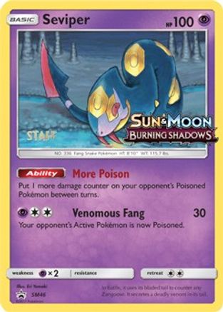 Seviper (SM46) (Staff Prerelease Promo) [Sun & Moon: Black Star Promos]-1
