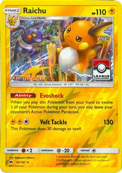 Raichu (41/147) (League Promo 3rd Place) [Sun & Moon: Burning Shadows]-1