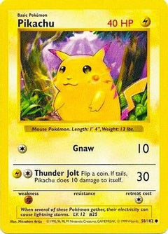 Pikachu (58/102) (Red Cheeks Misprint) [Base Set Shadowless Unlimited]-1