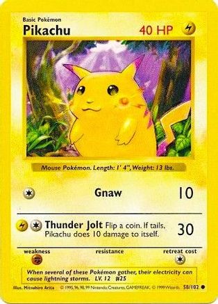 Pikachu (58/102) (Red Cheeks Misprint) [Base Set Shadowless Unlimited]-1