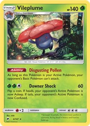Vileplume (6/147) (Prerelease Kit Exclusive) (Theme Deck Exclusive) [Sun & Moon: Burning Shadows]-1