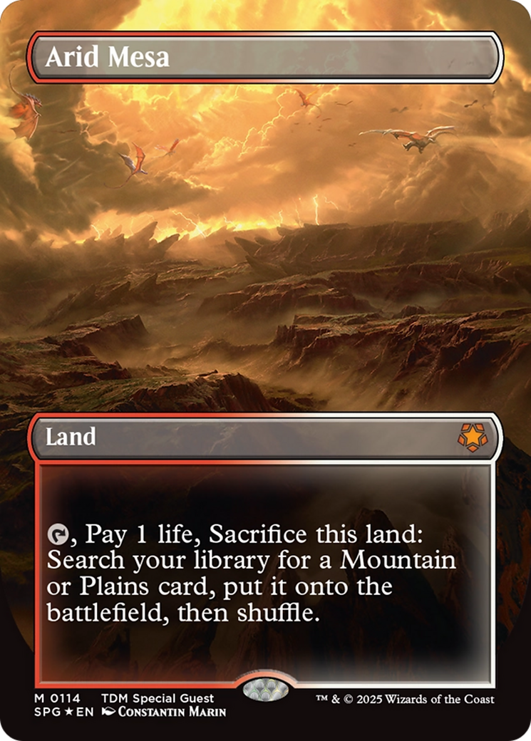 Arid Mesa (Borderless) (Dragonscale Foil) [Tarkir: Dragonstorm Special Guests]-1