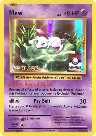 Mew (53/108) (League Promo 4th Place) [XY: Evolutions]-1