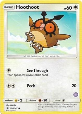 Hoothoot (106/147) (Deck Exclusive #1) [Sun & Moon: Trainer Kit - Alolan Sandslash]-1