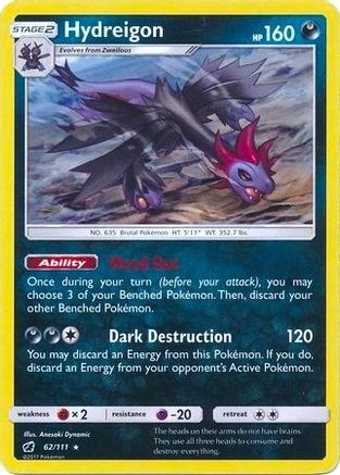 Hydreigon (62/111) (Cracked Ice Holo) (Theme Deck Exclusive) [Sun & Moon: Crimson Invasion]-1