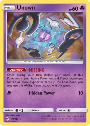 Unown (92/214) [Sun & Moon: Lost Thunder]-1
