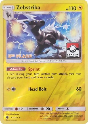 Zebstrika (82/214) (League Promo 3rd Place) [Sun & Moon: Lost Thunder]-1