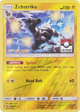Zebstrika (82/214) (League Promo 4th Place) [Sun & Moon: Lost Thunder]-1