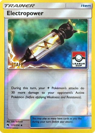 Electropower (172/214) (League Promo Staff) [Sun & Moon: Lost Thunder]-1