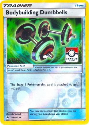 Bodybuilding Dumbbells (113/147) (League Promo Staff) [Sun & Moon: Burning Shadows]-1