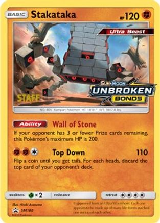 Stakataka (SM180) (Staff Prerelease Promo) [Sun & Moon: Black Star Promos]-1